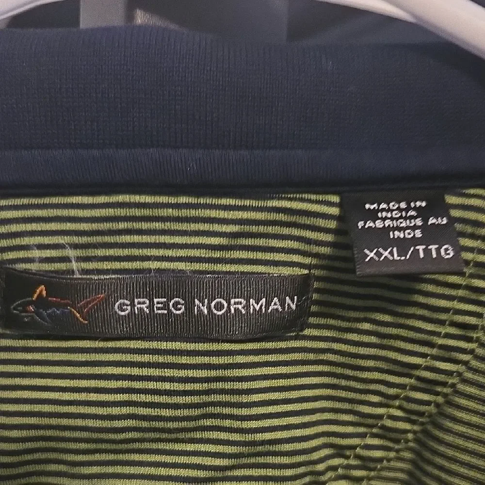 Greg Norman Green and Blue Striped Polo Shirt XXL